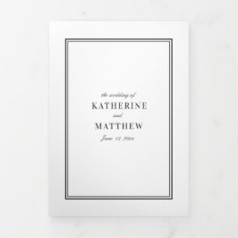 白エレガントと黒のオールインワン結婚ズ 三つ折り招待状