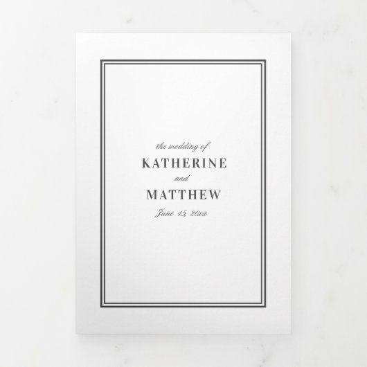 白エレガントと黒のオールインワン結婚ズ 三つ折り招待状 (カバー)