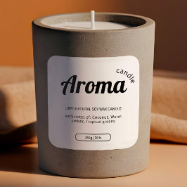 白エレガントと黒のキャンドルラベルのシール スクエアシール