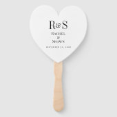 白エレガントと黒のシックモダンモノグラム結婚ズ ハンドファン (裏面)