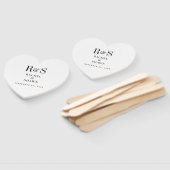 白エレガントと黒のシックモダンモノグラム結婚ズ ハンドファン (組立なし)