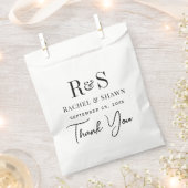 白エレガントと黒のシックモダンモノグラム結婚ズ フェイバーバッグ (クリップ留めされた状態)