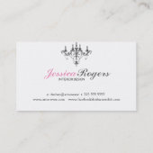 白エレガントと黒のシャンデリアのインテリアデザイン 名刺 (裏面)