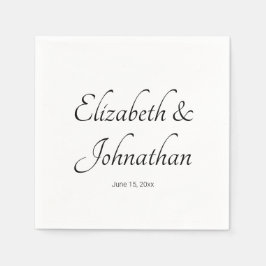 白エレガントと黒のスクリプト名の花婿 スタンダードカクテルナプキン