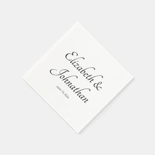 白エレガントと黒のスクリプト名の花婿 スタンダードカクテルナプキン (角)