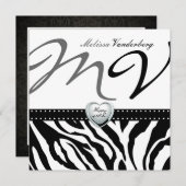 白エレガントと黒のゼブラが40日目を祝う 招待状 (正面/裏面)