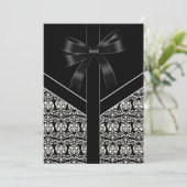 白エレガントと黒のダマスクの結婚式 招待状 (スタンド正面)