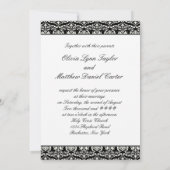 白エレガントと黒のダマスクの結婚式 招待状 (裏面)