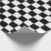 白エレガントと黒のチェッカーボ絵を描ード ラッピングペーパー (角)