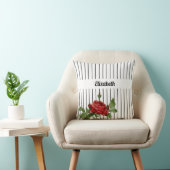 白エレガントと黒のピンストライプのバラと名前 クッション (椅子)