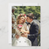 白エレガントと黒のフォト結婚式招待状 招待状 (裏面)