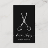 白エレガントと黒のヘアカットとシャーブの理容師 名刺 (正面)