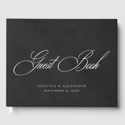 白エレガントと黒のベルベットの模倣結婚の ゲストブック (正面)
