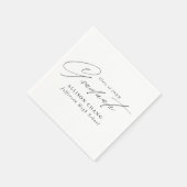 白エレガントと黒のミニマル卒業 スタンダードカクテルナプキン (角)