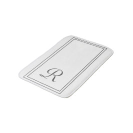 白エレガントと黒のモノグラストライプム バスマット