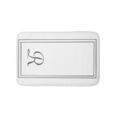 白エレガントと黒のモノグラストライプム バスマット (正面)