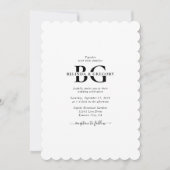 白エレガントと黒のモノグラムイニシャル結婚ズ 招待状 (正面)