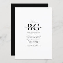 白エレガントと黒のモノグラムイニシャル結婚ズ