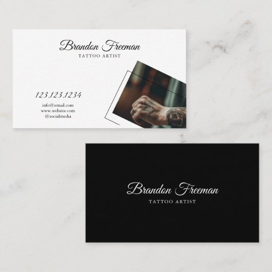 白エレガントと黒の入れ墨 名刺 (正面/裏面)