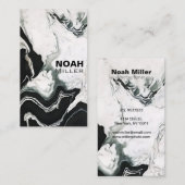 白エレガントと黒の抽象芸術パンダ大理石 名刺 (正面/裏面)