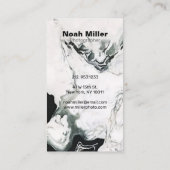 白エレガントと黒の抽象芸術パンダ大理石 名刺 (裏面)