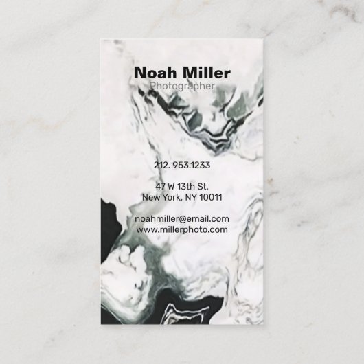 白エレガントと黒の抽象芸術パンダ大理石 名刺 (裏面)