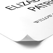 白エレガントと黒の書道の結婚歓迎 ポスター (角)