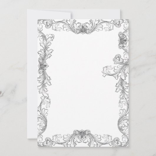 白エレガントと黒の枠結婚組み 招待状 (裏面)