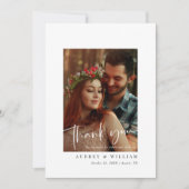 白エレガントと黒の署名写真 サンキューカード (正面)