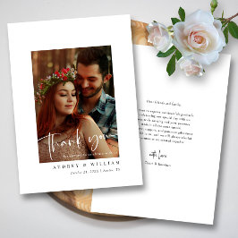 白エレガントと黒の署名写真 サンキューカード