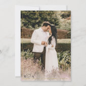 白エレガントと黒の金ゴールド縁ど写真結婚の 招待状 (裏面)