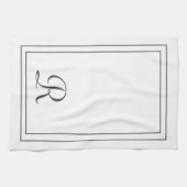 白エレガントと黒モノグラムの キッチンタオル (横)