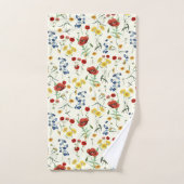 白エレガントにモダン咲く野花 バスタオルセット (ハンドタオル)