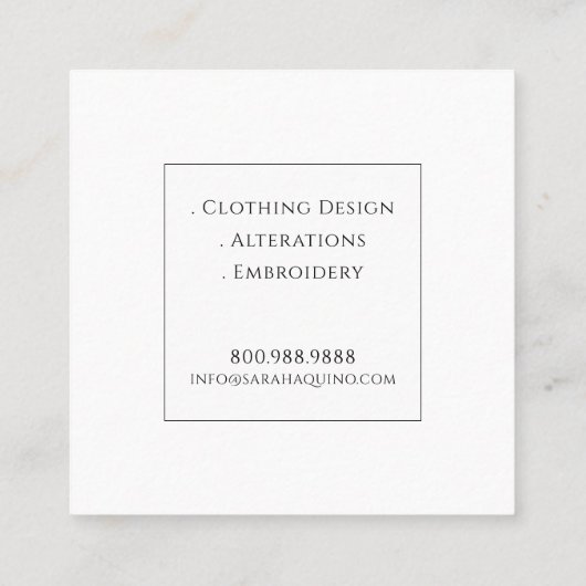 白エレガントに海綿花模様 スクエア名刺 (裏面)