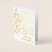 白エレガントのアートクリスマスツリー 箔カード (正面)