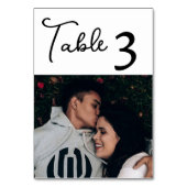 白エレガントのカスタムカップルの写真 テーブルナンバー (裏面)
