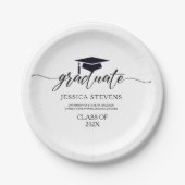 白エレガントのシンプル黒字書道 ペーパープレート (正面)