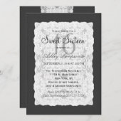 白エレガントのレース 招待状 (正面/裏面)