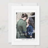 白エレガントの写結婚真サンキューカード サンキューカード (正面)