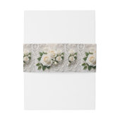 白エレガントの結婚レースとバラ 招待状ベリーバンド (裏面例)