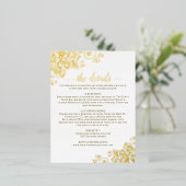 白エレガントの詳細カー結婚ドの金箔 箔招待状ポストカード (立ち正面)