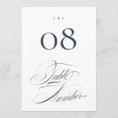 白エレガントの5結婚 x 7テーブル番号の海軍 招待状 (裏面)