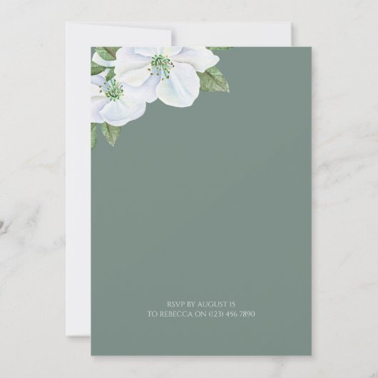 白エレガントりんご結婚の花 招待状 (裏面)