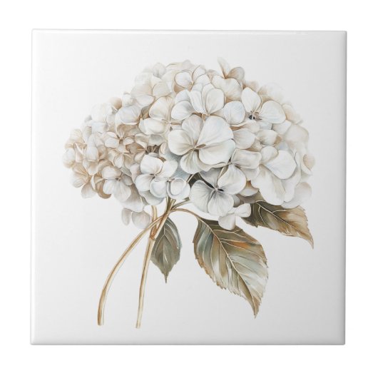 白エレガントアイボリーアジサイフランスの国 タイル (正面)