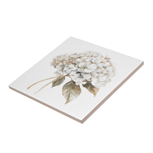 白エレガントアイボリーアジサイフランスの国 タイル (側面)