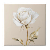 白エレガントアイボリーバラフェイク金ゴールド タイル (正面)