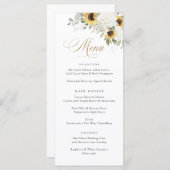 白エレガントアジサイひまわり結婚のメニュー メニュー (正面/裏面)