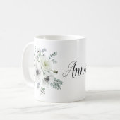 白エレガントアネモネプロテアユーカリプタス名 コーヒーマグカップ (正面左)