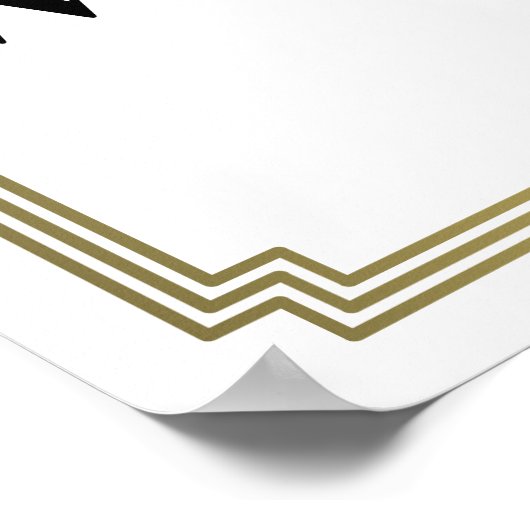 白エレガントアールデコ結婚披露宴サイン ポスター (角)