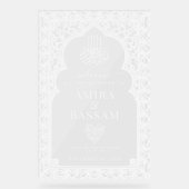 白エレガントイスラムのアーチ結婚カップル アクリルサイン (正面)